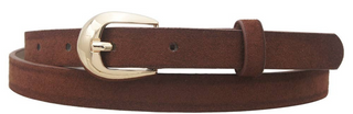 Microsuede U Buckle Skinny, Dark Cognac
