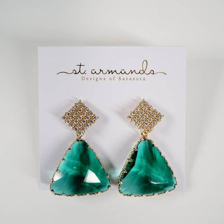 Emerald Pavé Triangle Crystal Earrings