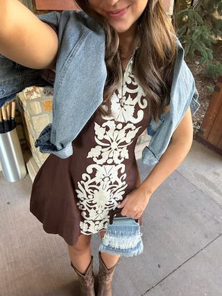 Flavia Mini Dress, Cioccolato Brown