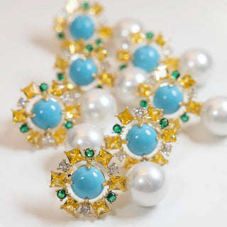 Palm Beach Pearl & Turquoise Earrings