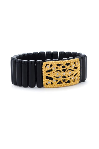 The Flurina Bracelet, Jet Baguette Gold Medium