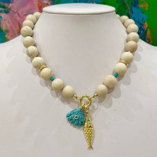 Shell & Fish + Fossil Jasper Necklace
