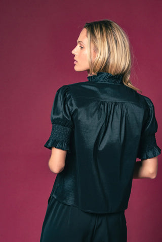 The Nicole Shirt, Black Satin