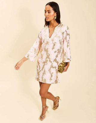 Ines Caftan Mini, Dress, Blush Gold