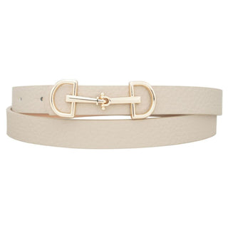 D Ring Horse Bit Buckle Skinny Belt, Khaki