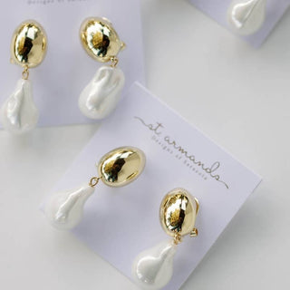 Vintage Chunky Gold And Pearl Earrings