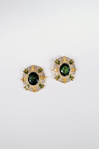 Olive & Canary Oval Earrings