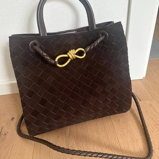 Isa Handbag, Dark Brown Suede