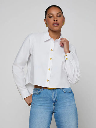 Cosette Crop Hi Lo Top, White
