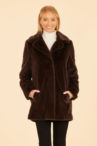 Faux Fur Coat, Brown