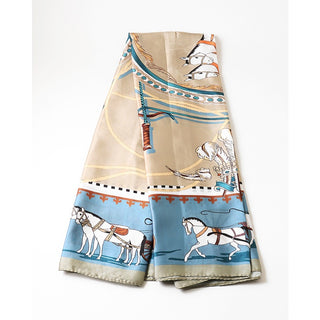 Horse Scarf, Tan/Blue