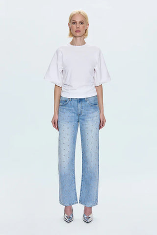 Lexi Mid Rise Bowed Straight Jean, Aires