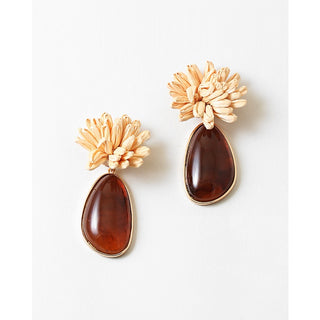 Raffia Resin Stud, Brown