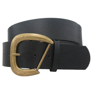 Irregular Rounded D Buckle Belt - Black