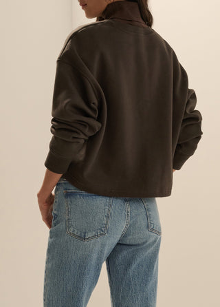 Cropped Signature Sweatshirt, Sea Blue/Espresso