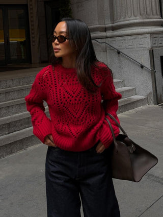 Cashmere Blend Crewneck, Chili