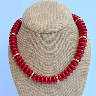 Red Rondelle Necklace - Red