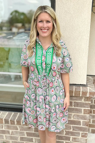 Ally Print Dress, Green