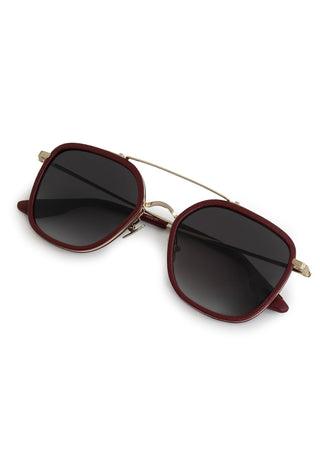 Austin | 12k Titanium + Burgundy Leather - 12k Titanium + Burgundy/Leather