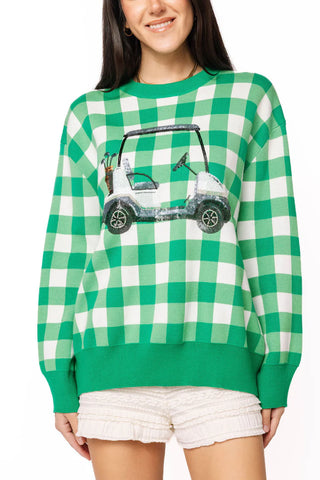 Checkered Golf Cart Sweater