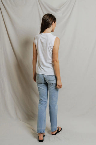 Faye Crispy Cotton Tank, White
