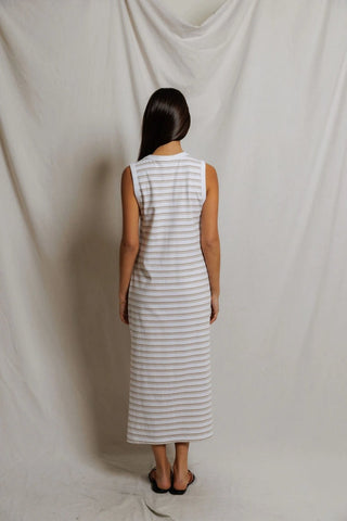 Lanell Stripe Supima Cotton Dress, Driftwood Stripe