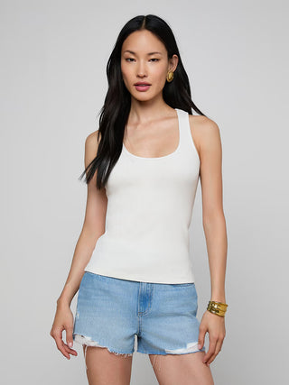 Adira Scoopneck Tank, Vintage White