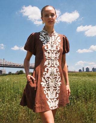 Flavia Mini Dress, Cioccolato Brown