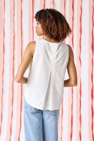 Elly Tank, Ivory W/ Embroidery