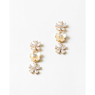 Pearl Crystal Flower Drop Earring