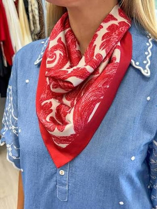 Game Day Scarf, Red Paisley
