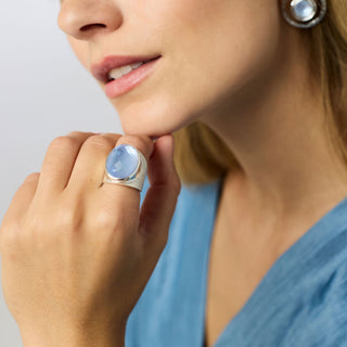 Verona Statement Ring - Iridescent Chalcedony Blue