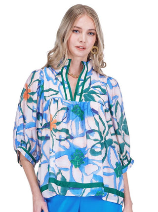 Puff Sleeve Collar Blouse, Wandering Bloom