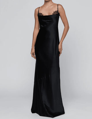 Selene Lace Cowl Gown, Black