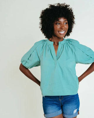 Henley Top, Aqua
